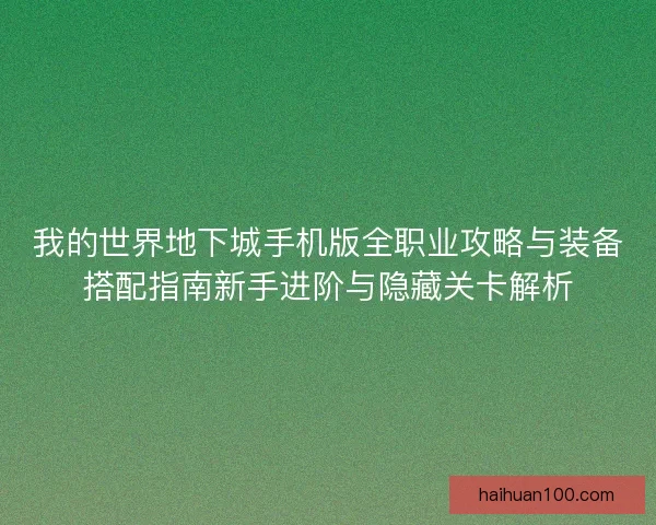 我的世界地下城手机版全职业攻略与装备搭配指南新手进阶与隐藏关卡解析